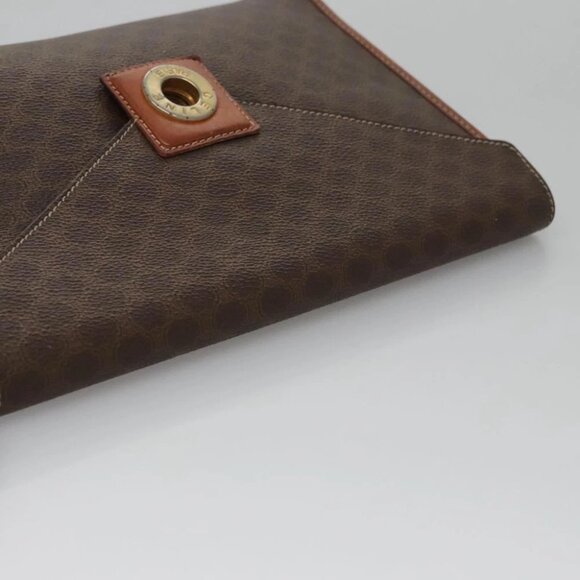 CELINE Macadam Canvas Clutch Bag PVC Leather Brown Auth 115097 - Picture 7 of 14
